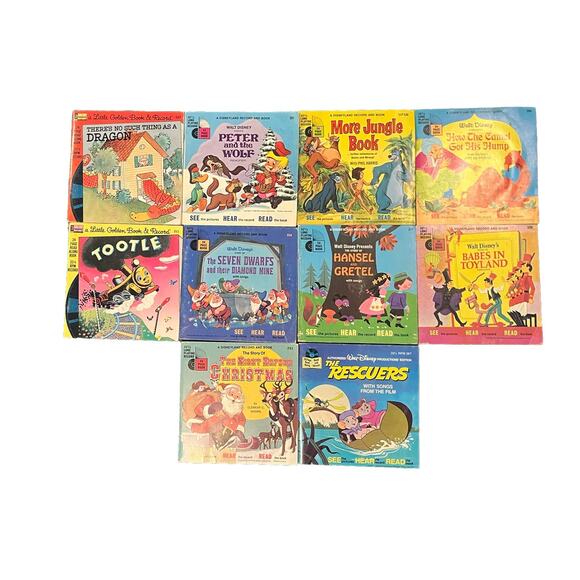 VTG Lot of 10 Walt Disney Record & Book 33 1/3 RPM Very Nice! Story Disneyland - Picture 1 of 5
